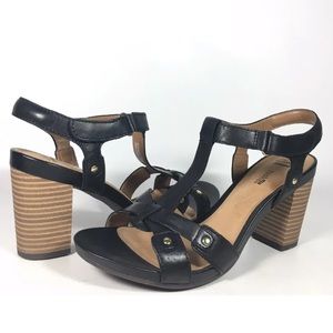 Clarks “Banoy Valtina” heel sandals.